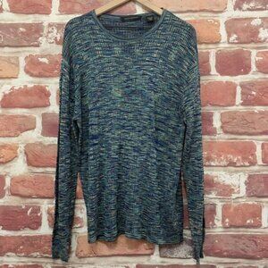 Vintage Jhane Barnes Sweater Women's Large Blue Multicolor Abstract 100% Silk